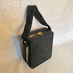 VINTAGE '40s DU BONNETTE BLACK BEADED PURSE